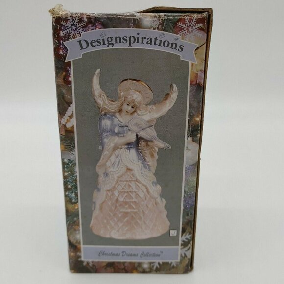 Designspirations Vintage Porcelain Angel Bell Figurine With Gold Halo & Violin - Picture 9 of 10